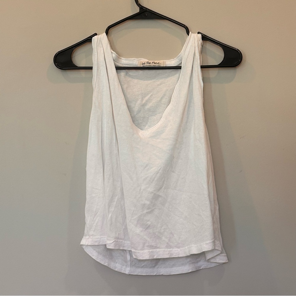 Free People white, raw-ish hem tank top